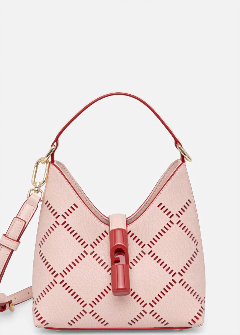 NEW FURLA women's iride mini hobo bag in rose